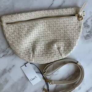 EUC - Clare V. Grande Fanny - Cream Woven Checker
